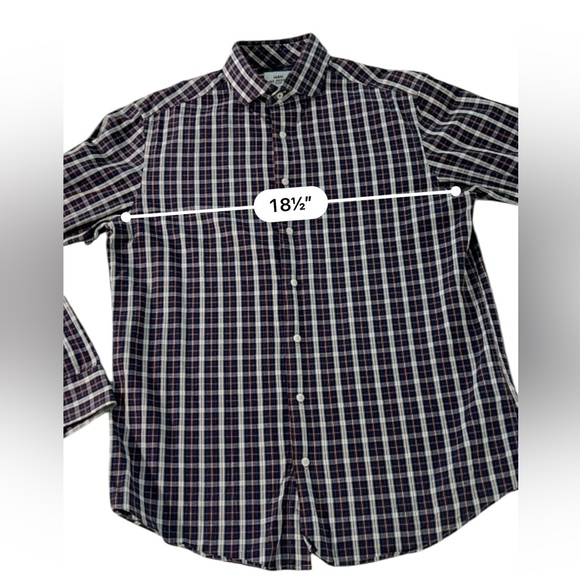 Ben Sherman Men's Blue, White and Red Plaid Tailored Slim Fit Shirt‎ 15.5 - Picture 9 of 9